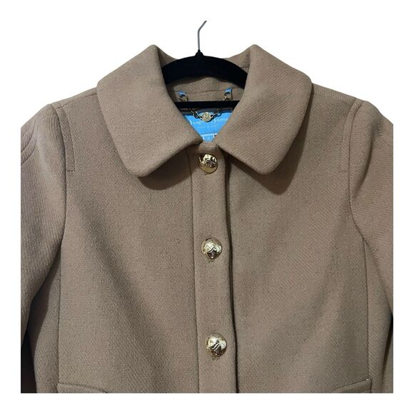 Draper James Womens Size 0 Camel Virgin Wool Blend Cropped Coat - Picture 2 of 4